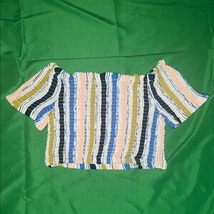 Haute Monde Striped Off-Shoulder Women's Top size Medium